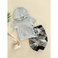 thumbnail image 3 of Liacowi Newborn Baby Boy Long Pants Outfits, Short Sleeve Pocket Hoodie + Camouflage Pattern Pants + Cute Hat Set, 3 of 9