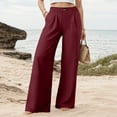 thumbnail image 2 of vigerkar Wide Leg Pants for Women Cotton Linen Business Casual Long Trousers Palazzo Pants with Pockets , XL, 2 of 7