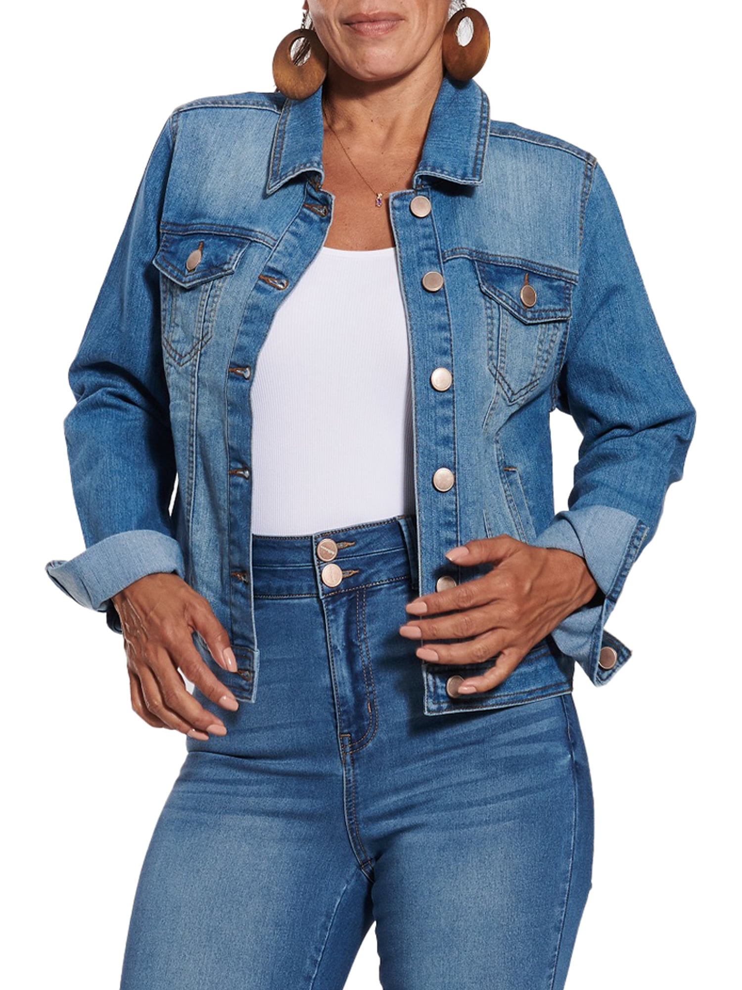 dollhouse Women's Basic Slim Fit Denim Jacket X-Large 
