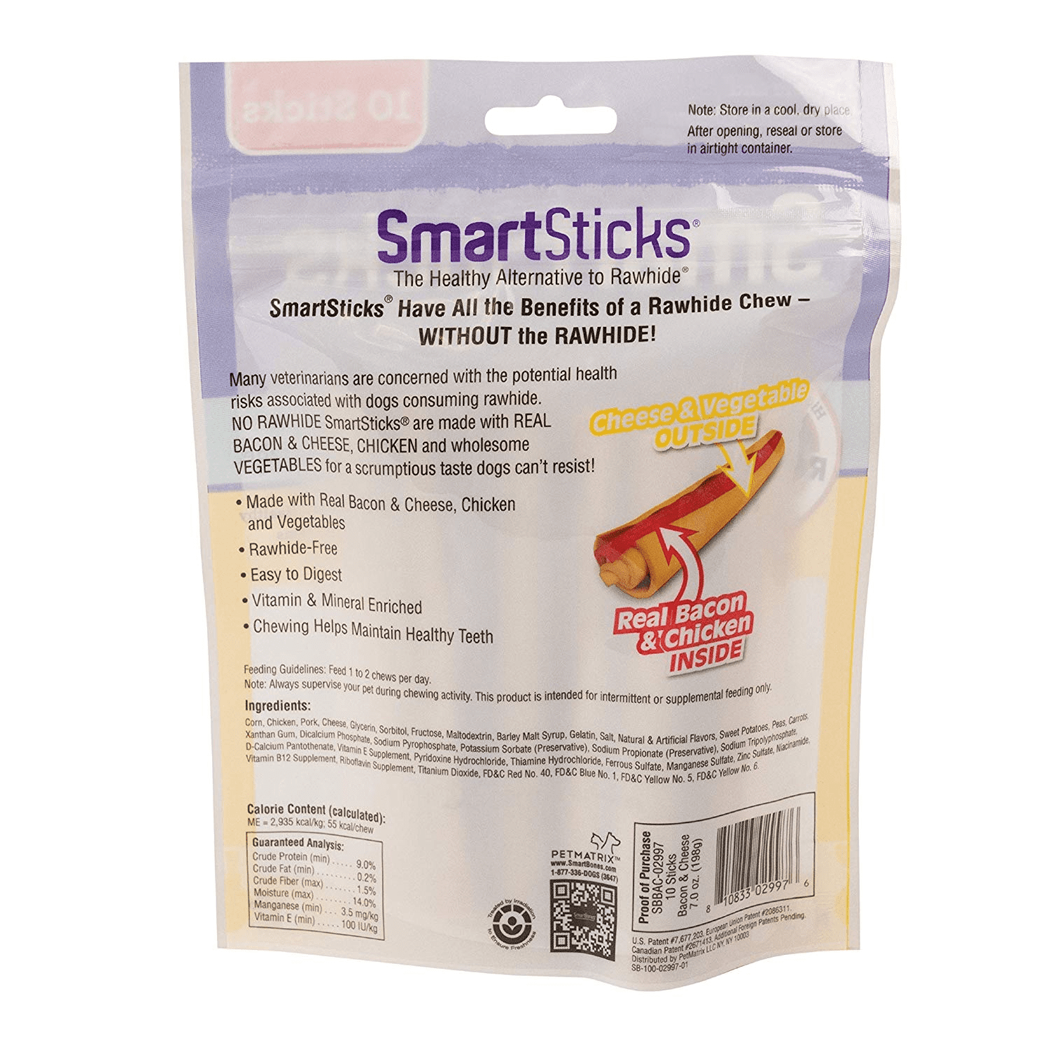 SmartBones SmartSticks Bacon and Cheese 10 Count, Innovative Chews for Dogs
