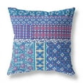 thumbnail image 1 of Flower Castle Patchwork Indoor/Outdoor Fabric Pillow with Zip -Blue Maroon 26x26, 1 of 7