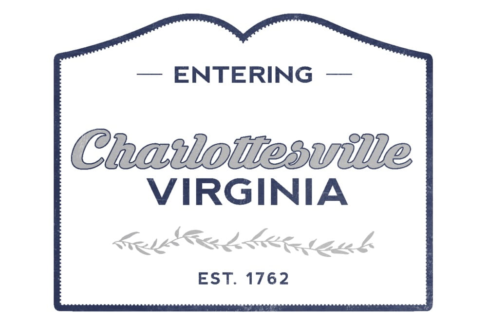 Charlottesville, Virginia, Now Entering (Blue) (9x12 Wall Art Print