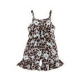 thumbnail image 1 of Franhais Children Girl Playsuit, Sleeveless Floral Leopard Pattern Print Tie-Up High Waist One Piece Jumpsuit with Belt, 1 of 9