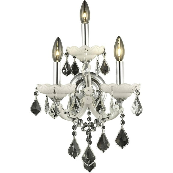 Wall Sconce MARIA THERESA Traditional 3-Light White Golden Teak Smoky Cr EL-7173