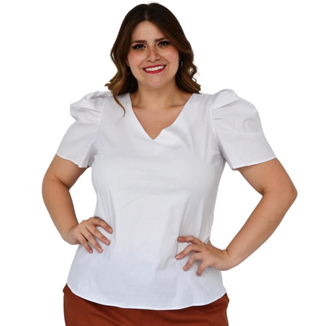 Blusa de popelina Roman Fashion Talla extra modelo 2127 Blanco 36