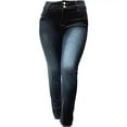 thumbnail image 2 of Womens Plus Size Stretch Dark Blue Black High Waist Denim Jeans Skinny Pants, 2 of 4