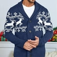 thumbnail image 2 of Men's Christmas Cardigan Sweater Long Sleeve Shawl Collar Button Down Printed Outerwear Blue XL, 2 of 4