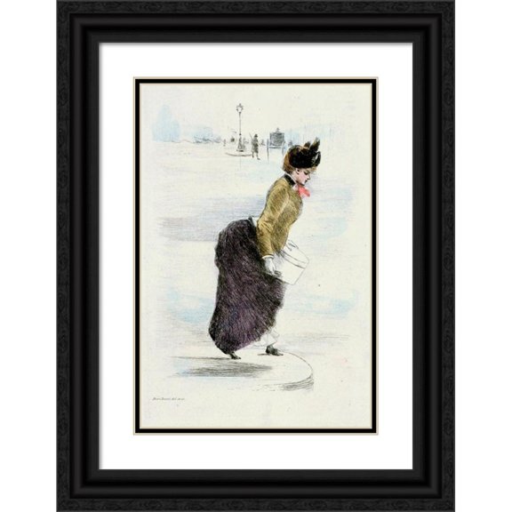 Henri Boutet 17x24 Black Ornate Framed Double Matted Museum Art Print Titled: 1983 Nineteenth Century Female Modes (1908)