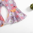 thumbnail image 6 of masbird Newborn Baby Girl Clothes 3pcs Fall Winter Outfits Rib Frill Long Sleeve Romper Daisy Flared Pants Headband Set,Purple,0-3 M, 6 of 9