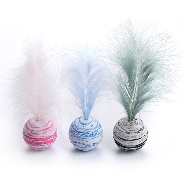 Juguete interactivo para gatos con pluma, juguete para rascar gatos, interactivo (3 piezas, rosa, azul, negro) TUNC Sencillez