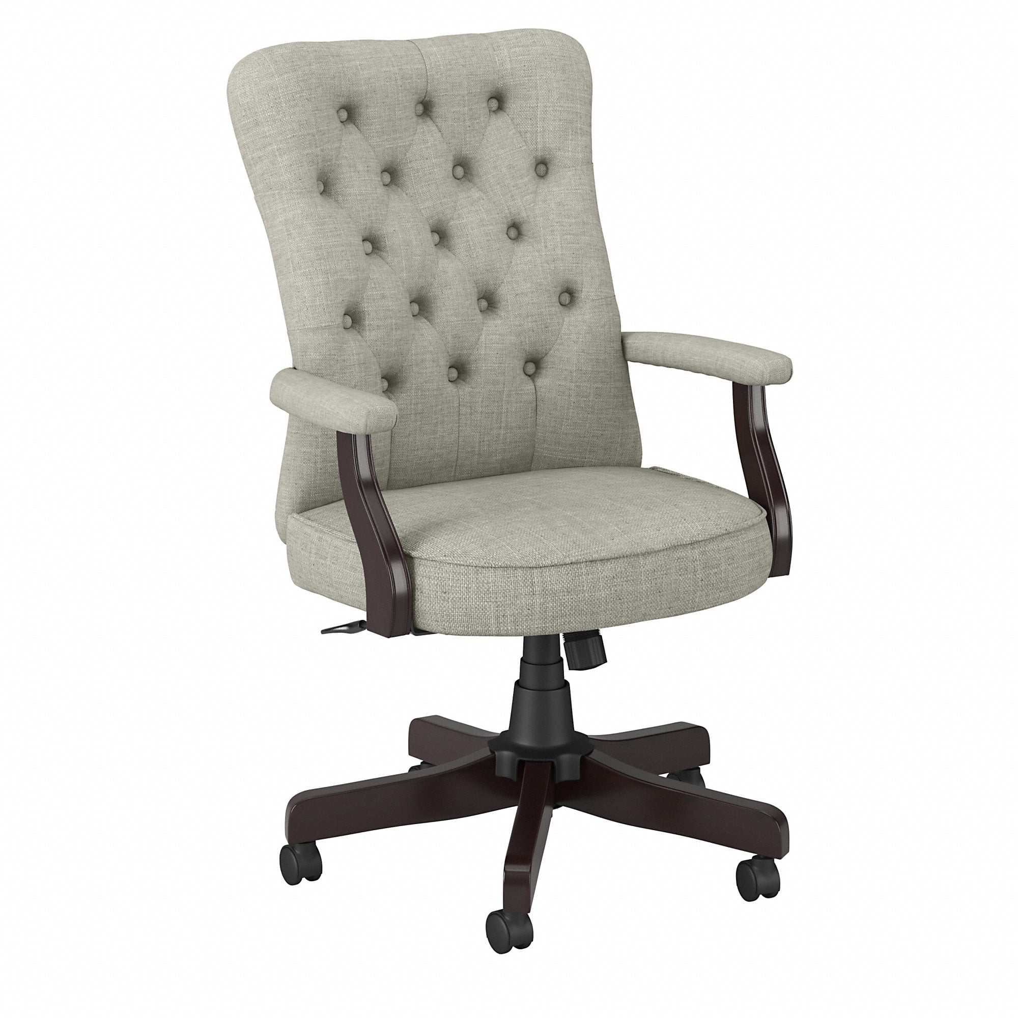 Bush Furniture Key West High Back Tufted Office Chair with Arms in Light Gray Fabric