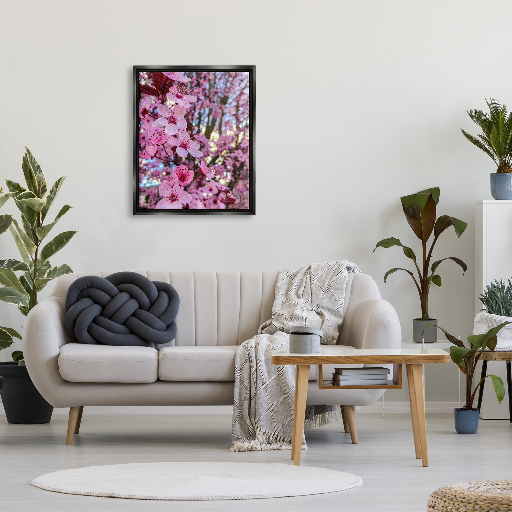 Stupell Spring Cherry Blossom Tree Nature Botanical & Floral Photography Black Floater Framed Art Print Wall Art