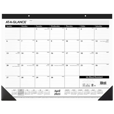 AT-A-GLANCE Academic Monthly Desk Pad Calendar Large (21.75" x 17") Black 15 Month April 2025 - June 2026