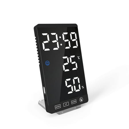 

Peryerana Mirror Weather Clock Multifunctional Mirror Surface Weather Station Hygrometer Thermometer