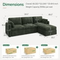 thumbnail image 2 of HONBAY 111" Sectional Modular Chenille Cloud Sofa, 4-Piece L Shaped Deep Seat Couch with Storage for Living Room, Green, 2 of 9