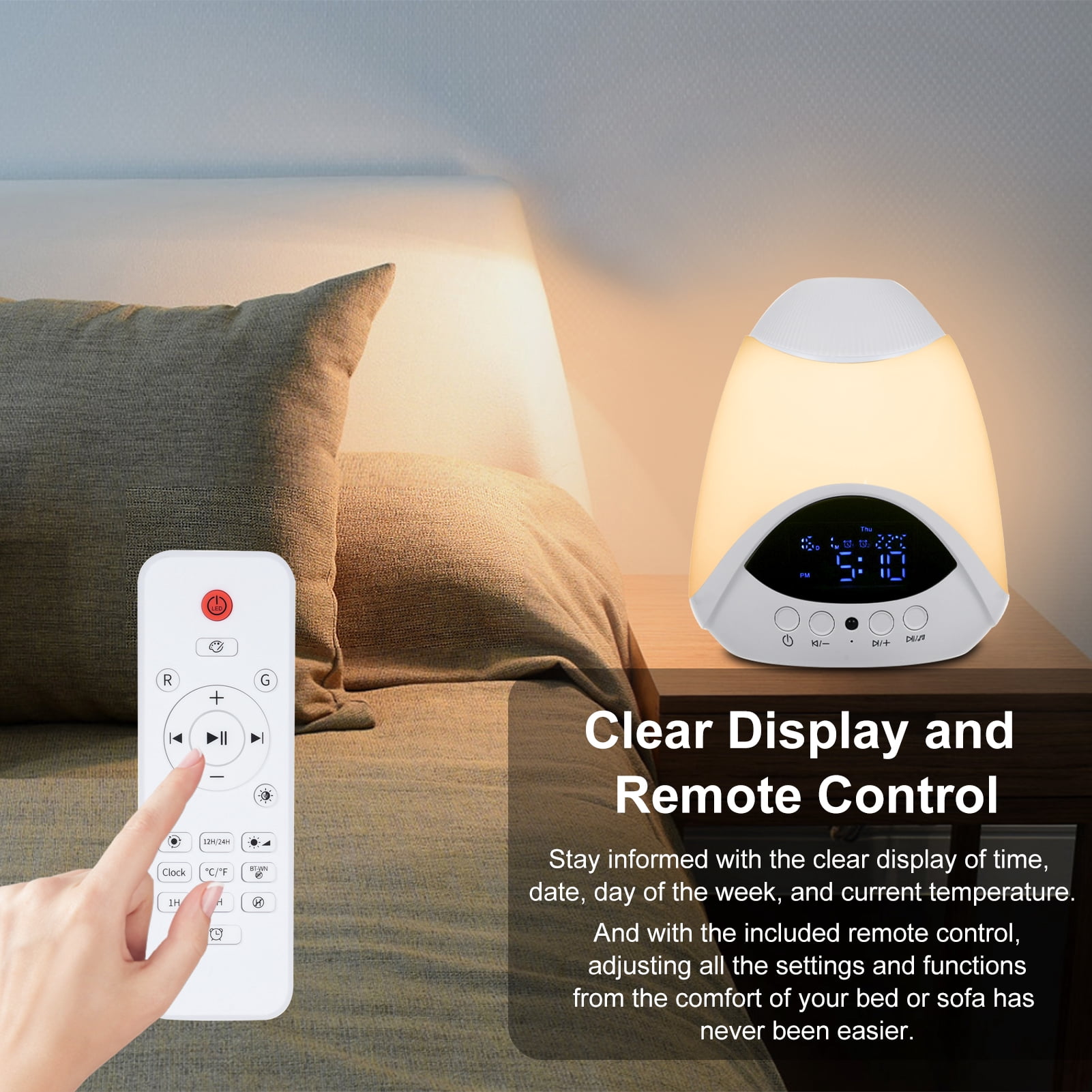 White Noise Sound Machine: 10-in-1 Sound Machine for Sleep with Alarm Clock, Night Light & Star Projector, Noise Machine with 16 Soothing Sounds, Timer, Remote Control, Temperature Monitor