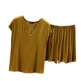 thumbnail image 5 of JSKUMAR Women's Sleeveless Top with Shorts Set 2 Piece Soft Comfortable Casual Pajamas Loungewear Pjs Set Yellow|M, 5 of 5