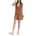 thumbnail image 5 of Ohufall Two Piece Pajama Sets for Women V Neck Sleeveless Tops Pleated Elastic Waist Trouser Pj Sets, 5 of 5