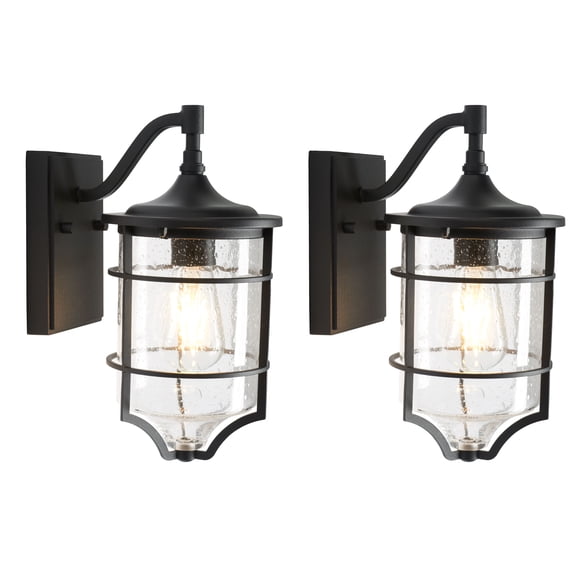 SAFAVIEH Rueda 2-Light ST58,E26 Bronze Steel Wall Sconce with Black Shade, Set of 2