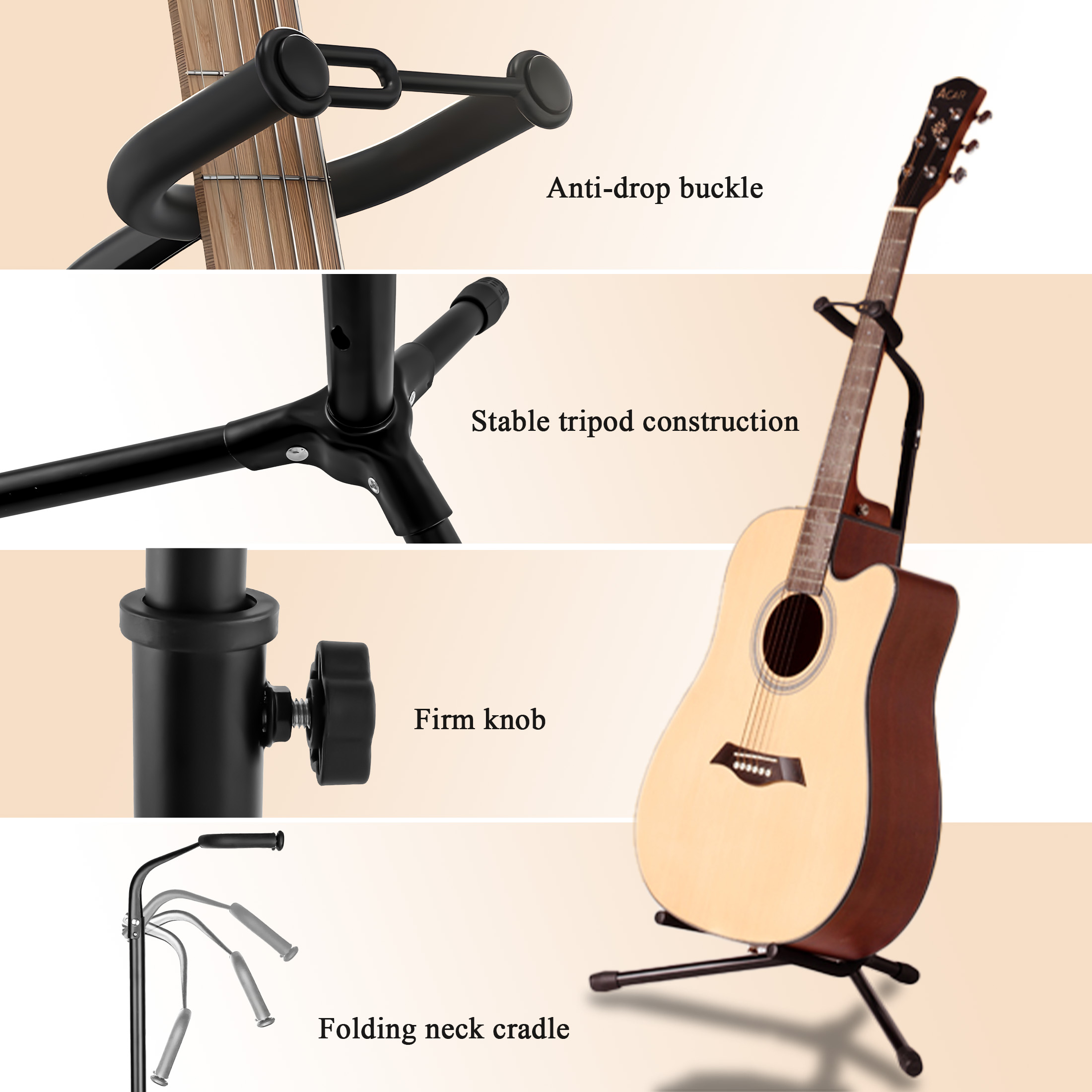 cyrico Folding Adjustable Tripod Guitar Stand photo 4
