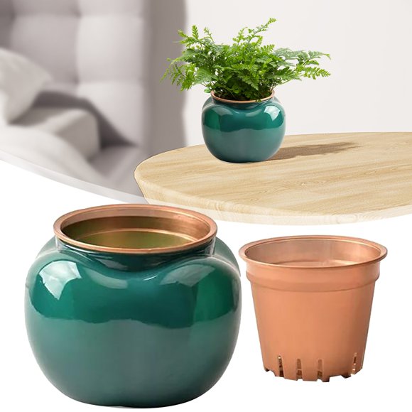 Plastic Self-Watering Flower Pot, with Water Container, Self Watering Flower Pot - with Water Container, Plastic Planter for All House Plants, Herbs, African Violets, for Home, Kingtowag