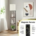 thumbnail image 6 of OUTON  Floor Lamp with Shelves, 3 Color Temperature with Linenshade, Dimmable with Remote & Pull Chain Switch Control for Living Room, Bedroom, Walnut, 6 of 11