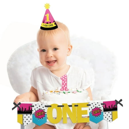 Bam Girl Superhero 1st Birthday First Birthday Girl Smash Cake