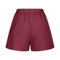 thumbnail image 6 of IDALL Athletic Shorts for Women Linen Shorts Womens Casual Solid Side Pockets Pants Shorts Elastic Waist Pockets Daily Shorts Summer Shorts Lounge Shorts Women Wine L, 6 of 6