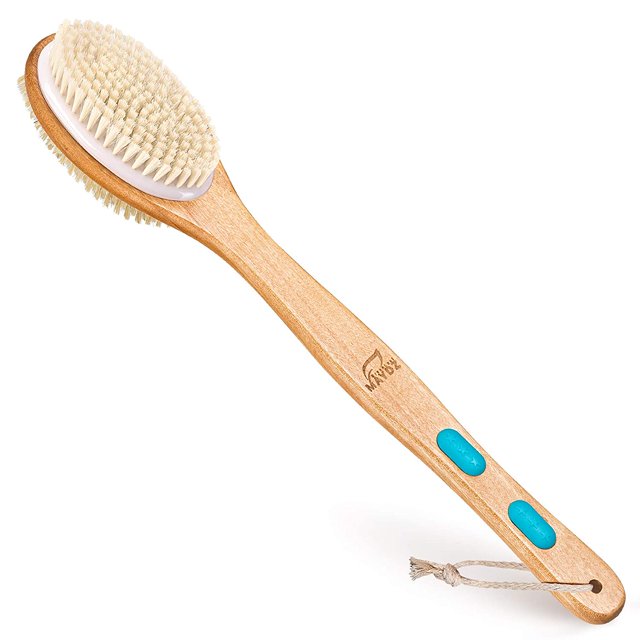 Cepillo para la ducha con mango largo - Exfoliante suave y fuerte de doble cara Cepillo para el cuerpo del baño para hombres y mujeres - Use el fregador para la ducha en húmedo/exfoliante - Exfoliar en seco Ormromra XMWJ040