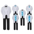 thumbnail image 1 of 5-7pc Formal Black White Suit Set Turquoise Bow Necktie Vest Boy Baby Sm-20 Teen, 1 of 3