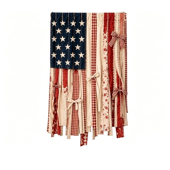 LOWLHOME 4th of July Decorations American Flag Banner, Rustic American Flag Outdoor Garden Banner, Patriotic Farmhouse Porch Dcor with Rod Pocket, Independence Day & Americana Celebrations