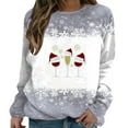 thumbnail image 1 of MSJUHEG Chandails à Capuchon pour Femmes T-Shirts Graphiques de Noël Coupe de Vin Flocon de Neige Imprimé Automne/hiver Ample Décontracté Manches Longues Col Rond Chandail à Capuchon Gris 7TG, 1 of 3