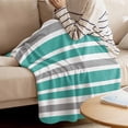 thumbnail image 4 of Throw Blanket for Couch Turquoise, White and Grey Stripes Soft Fleece Flannel Blankets Cozy Lightweight Blanket for Home Sofa Living Room Striped Pattern Bed Throws 50" x 60", 4 of 9