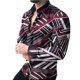 thumbnail image 4 of Camisas Vaqueras Para Hombre Manga Larga Camisa informal con estampado geométrico de otoño e invierno para hombre, camisa de manga larga con solapa y botones, camisa informal con estampado (Red, XXL), 4 of 7