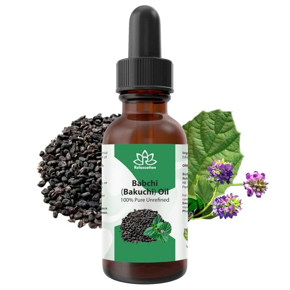Relaxcation Pure Bakuchi Oil aka Babchi Seed Oil, Bakuchi Seed Oil, Bemchi Oil, Bavanchi Oil, Psoralea Corylifolia Seed Oil, Cold-Pressed, Unrefined, 0.5 fl oz