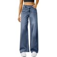 thumbnail image 2 of Women's High Waisted Wide Leg Jeans, Stretchy Denim Pants with Comfortable Baggy Fit, Fashion Casual Trouser for Everyday Wear and Versatile Outfit Combinations Dark Blue S, 2 of 5