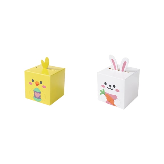 24Pcs Easter Treat Boxes Bunny Favor Boxes with Handle Rabbit Shape Basket Candy Cookies Case for Home Easter Party Favor Decorations Supplies