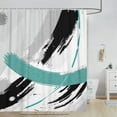 thumbnail image 3 of Black and Teal Abstract Shower Curtain, Chic Design White Grey Art Turquoise Aqua Green Fabric Shower Curtains Set for Bathroom Decorative, Restroom Decor Accessories with Hooks 72X84 Inch, 3 of 6