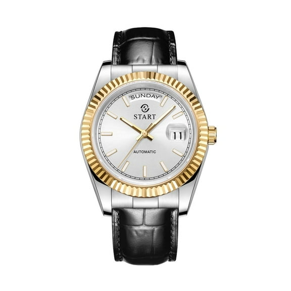 【START】Men's Watch Luminous Scale Dial Swiss Fully Automatic Mechanical Movement Waterproof Date Week Function Golden Watch