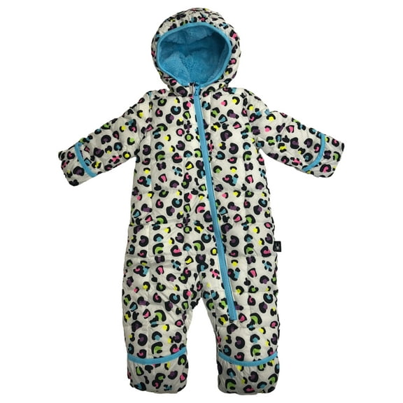 Spyder Infant Girls Colorful Leopard Print Hoodie Snowsuit Pram Snow Suit 3-6m