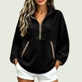 thumbnail image 2 of Yyeselk Women's Half Zip Sweatshirt Lightweight Stand Collar Sweatshirts for Women Long Sleeve Loose Fit Fall Clothes Black L, 2 of 7