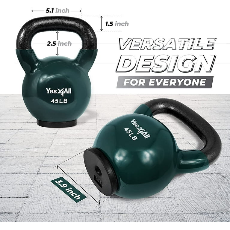 Yes4All 45lb Vinyl Coated / PVC Kettlebell with Rubber Base, Dark