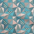 thumbnail image 1 of oneOone Cotton Jersey Teal Green Fabric Check Patchwork Quilting Supplies Print Sewing Fabric By The Yard 58 Inch Wide, 1 of 6