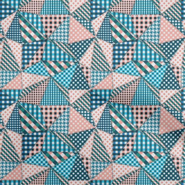 oneOone Georgette Viscose Teal Green Fabric Check Patchwork Sewing Craft Projects Fabric Prints By Yard 42 Inch Wide