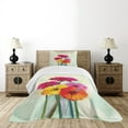thumbnail image 4 of Ambesonne Gerber Daisy Quilted Bedspread Set 2 Pcs, Oil Painting Flowers, Twin Size, Multicolor, 4 of 5