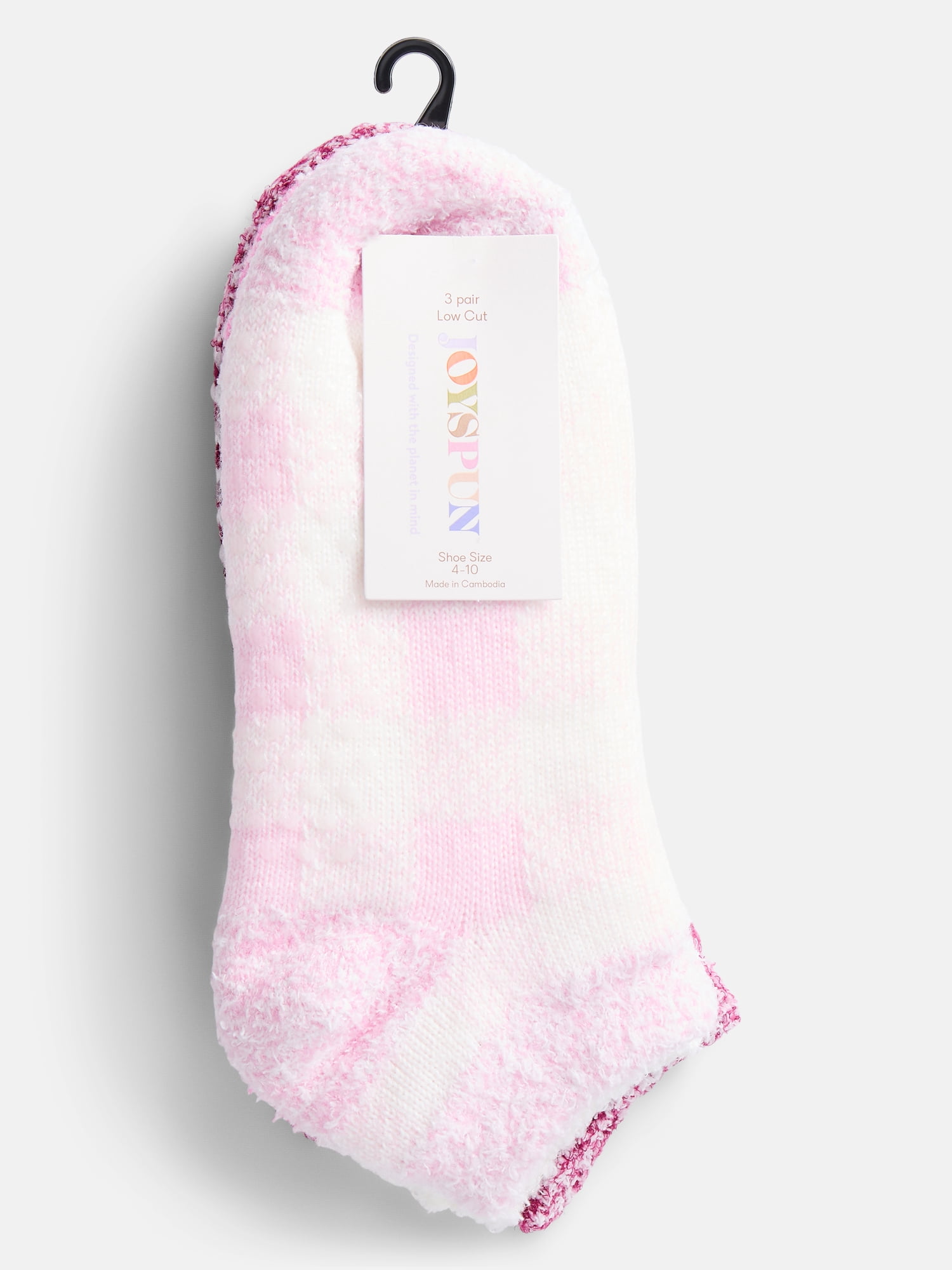 Joyspun Women's Double Layer Low Cut Lounge Socks, 3 Pack, Shoe Sizes 4-10