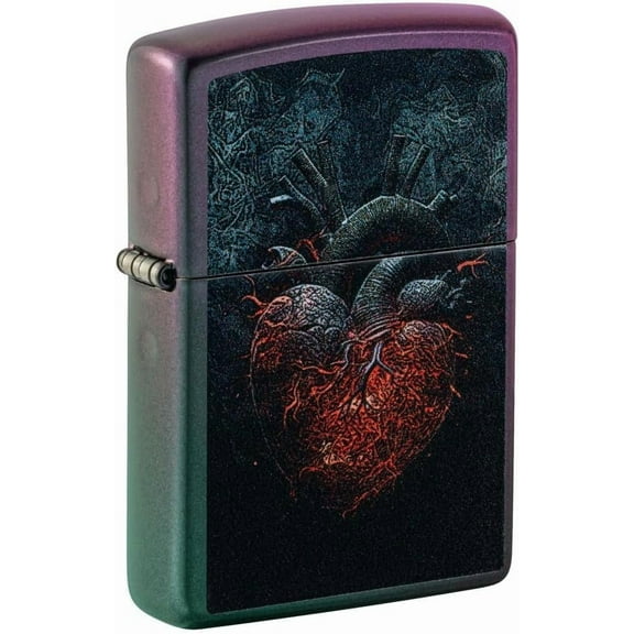 Zippo Lighter - Customized Message Dark Heart Iridescent Pocket Lighter 46583