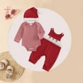 thumbnail image 2 of UAYOTSE Baby Boy Christmas Outfit Long Sleeve Romper Overall Pants 3Pcs Fall Clothes Set(12-18 Months,I175-Red), 2 of 8