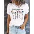 thumbnail image 1 of 1pc Women'S Floral Bible Verse T-Shirt - Cotton Knit Crew Neck Top with Christian Faith Scripture Print, Casual All-Season Short Sleeve Tee, 1 of 6
