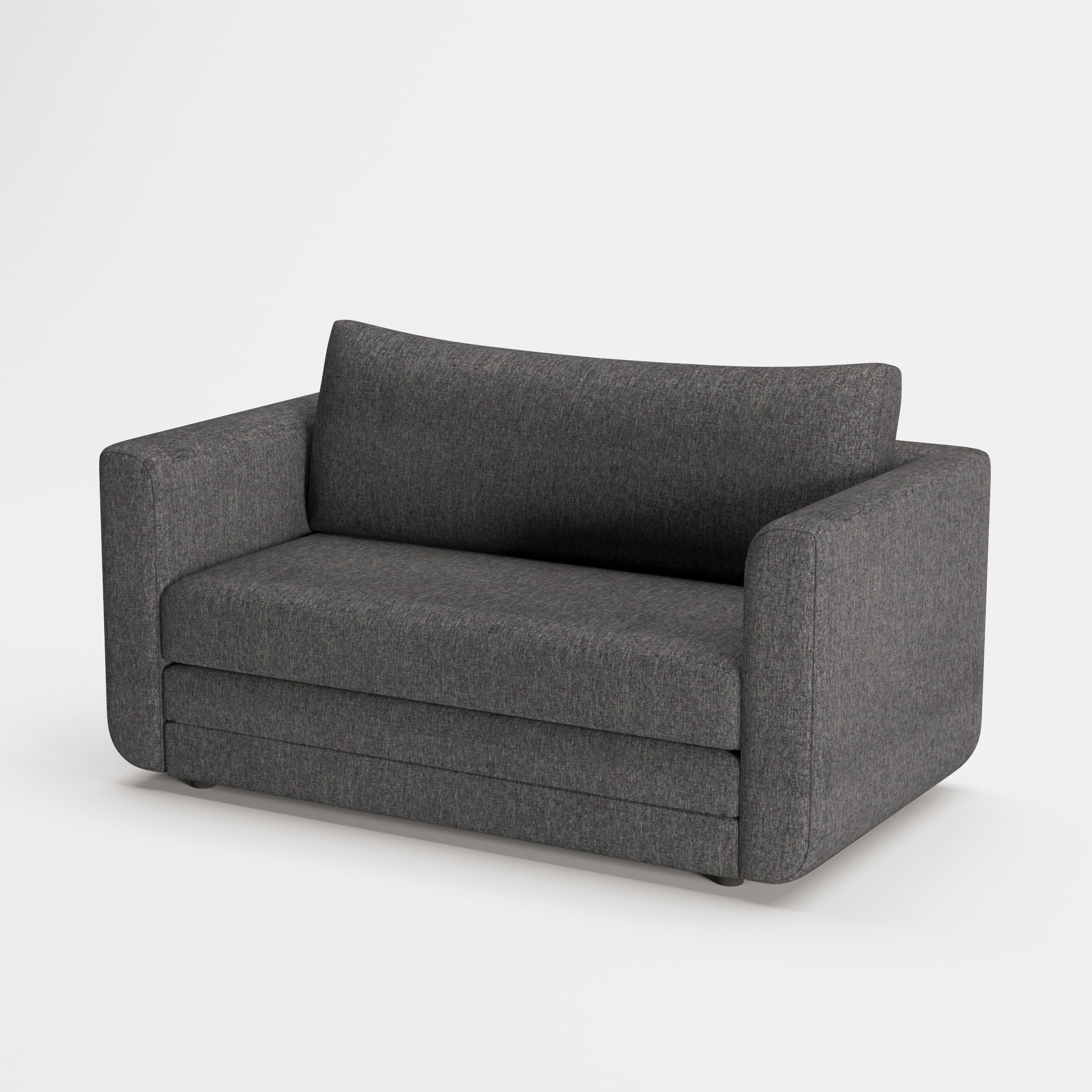 A&D Home Afton Faux Linen Loveseat, 2 Person Compact Sleeper Sofa Bed, Dark Gray